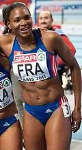 Bronzemedaillengewinnerin Muriel Hurtis errang mit der französischen Sprintstaffel zwei Tage später außerdem noch&nbsp;Gold