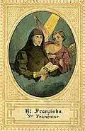 Hl. Franziska von Rom, Chromolithographie 1861, Format 8 × 12&nbsp;cm