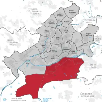 Lage von Frankfurt-Süd
