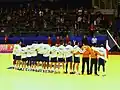 Die französische Mannschaft bei der Handball-Europameisterschaft der Männer 2008 im Trondheim Spektrum