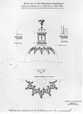 Zeichnung von den ehemaligen Vergoldungen an den kleinen Kuppeln über den Seitenflügeln des Neuen Palais, 1878