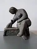 Bozetto zum Bronzeguss Frau mit Katze 1992