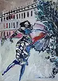 Frau mit Schirm, Öl auf Holz, 1986