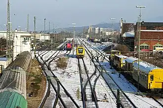 Schienennetz des Freiburger Güterbahnhofs