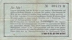 Einheitliche Rückseite mit Aufruf Unterguggenbergers, sich am Experiment zu beteiligen