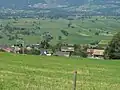 Blick vom ehemaligen Schigebiet Auf der Egg über Oberfresch ins Ruggeller Ried und nach Bangs