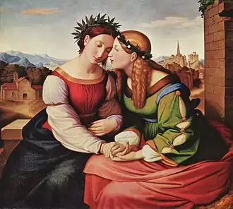 Friedrich Overbeck: Italia und Germania, 1811–1828, Neue Pinakothek München – allegorisches Freundschaftsbild
