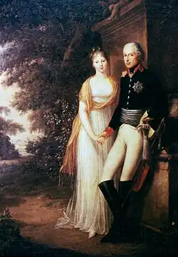 Friedrich Wilhelm III. mit Königin Luise im Park von Schloss Charlottenburg (1799)
