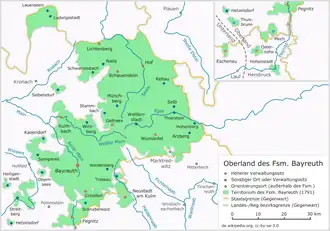 Das Oberland des Fürstentums Bayreuth mit der Landeshauptmannschaft Hof im Nordosten