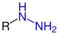 Allgemeine Struktur der Hydrazine mit der blau markierten Hydrazino-Gruppe