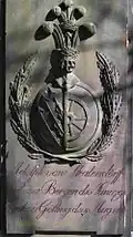 Wappen auf dem Grabstein des Adolf von Stralendorff,[11] Bartholomäusfriedhof in Göttingen