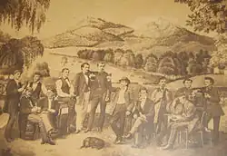Die Göttinger Studentenverbindung Holzminda vor den Gleichen; Ausdruck ihres Lebensbundes (um 1860)