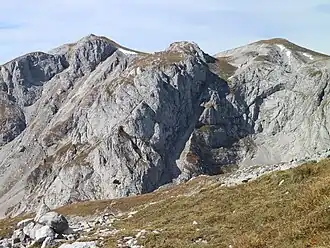 Blick vom Karlhochkogel nach Nordwesten auf v.&nbsp;r.&nbsp;n.&nbsp;l. G'hacktkogel, G'hacktstein und Zagelkogel