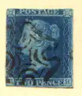 Die Two Pence Blue von 1841 (Vorbild für die Blaue Mauritius)