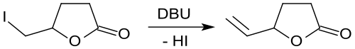 Dehydrohalogenierung zu Gamma-Methylenbutyrolacton-Synthese