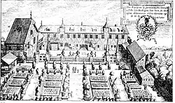 Ein Bürgergarten der Renaissance: Der Hof des Nürnberger Patriziers Christoph Peller. Kupferstich von Jacob von Sandrart, 1655