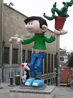 Gaston-Statue vor dem Belgischen Comiczentrum