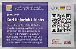 Gedenktafel am Haus, Karl-Heinrich-Ulrichs-Straße 11, in Berlin-Schöneberg