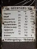 Schild mit den Streckenabschnitten in Wildeshausen