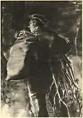 Soldat als Holzsammler (Kohlezeichnung), Ausstellung Kunst der Front des Luftgaukommandos VI
