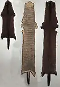 Luftgalonieren von Nerz (links Nerzfell, Mitte luftgalonierte Lederseite, rechts Haarseite)