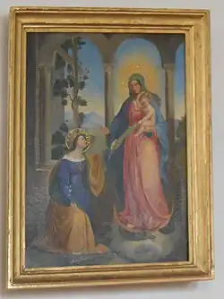 Die Muttergottes erscheint der heiligen Philomena von Rom, Gemälde an der Nordwand des Langhauses