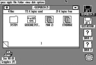 GEOS (1986), hier die 8-Bit-Version auf einem Apple II