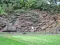 Gesteinsschichtung Kreide und Karbon.