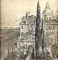 Jardin d’un Palais à Venise, Kohlezeichnung (ohne Datum)