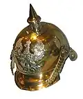 Kürassier Helm mit Beschlägen aus Silber bzw. Neusilber
