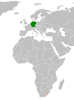 Lage von Deutschland und Lesotho