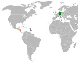 Lage von Deutschland und Nicaragua