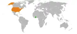 Lage von Ghana und Vereinigte Staaten