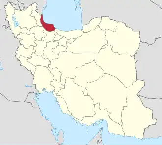 Lage der Provinz Gilan im Iran