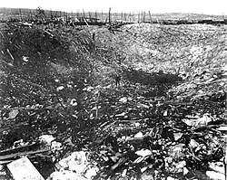 Krater nach der Explosion von 1 Million Pfund Ammoniumnitrat, 1918