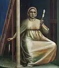 Spinnerin; Detail aus einem Fresco von Giotto; um 1305