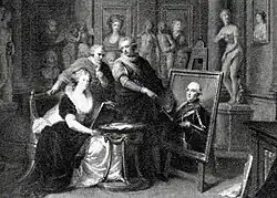 Giovanni Battista Lampi: Józefina Potocka mit einem Porträt ihres Gatten Szczęsny, ehemals Warschau.