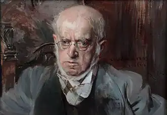 Karl Stauffer-Bern: Adolph Menzel, 1885, Gottfried Keller-Stiftung, Inventarnummer GKS1015/14, Depositum im Kunstmuseum Bern rechts Giovanni Boldini: 1895 Porträt von Menzel