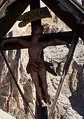 Gismas/Kosmas zur Linken von Jesus, wendet sich von ihm ab