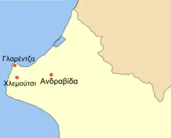 Lage der Burg Chlemoutsi (Χλεμούτσι)