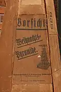 Oberteil eines Versandkartons von 1935 für Globensteiner Weihnachtspyramiden
