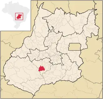Lage des Gemeindegebiets von Acreúna im Bundesstaat Goiás