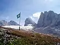 Blick zum Großen Gosaugletscher mit Hohem Dachstein (2995&nbsp;m), Mitterspitz und Hoher Schneebergwand.