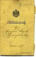 Militärpass eines Gefreiten (Titelseite) 1891