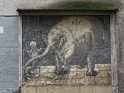 Graffiti den Elefanten "Hansken" darstellend