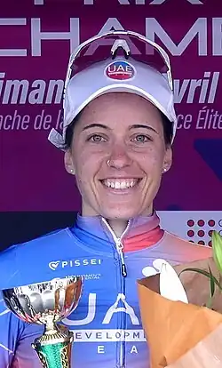 Linda Zanetti auf dem Podium des Grand Prix de Chambéry 2023