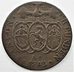Graubündner 1/6 Bazen von 1842, Wappenseite