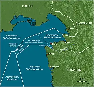 Übersicht über den Grenzstreit der Bucht von Piran