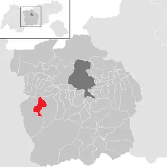 Lage der Gemeinde Gries im Sellrain im Bezirk Innsbruck-Land (anklickbare Karte)