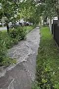 Der Rettbach am 1. Juni 2013 an gleicher Stelle bei Hochwasser